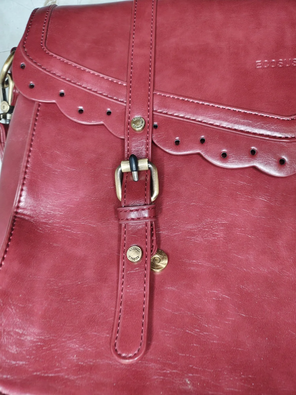 ECOSUSI Briefcase Women's Red Scalloped Satchel Handbag